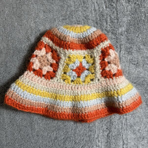 David And Young Granny Square Knitted Colorful Bucket Hat Grandmacore Fall Boho